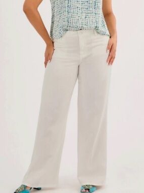 CAbi Ashbury Wide-Leg White Jeans Sz 12 - Excellent